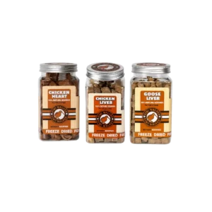 Friandises lyophilisées Kiwi Walker pour chien chat et furet, 3 saveurs cœur de poulet, foie de poulet et foie d'oie