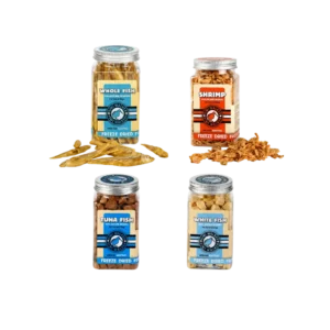 Friandises lyophilisées Kiwi Walker pour chien chat et furet, 4 saveurs poisson entier, crevette thon, et poisson blanc