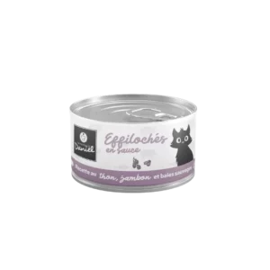 Effilochés en sauce Les Recettes de Daniel au thon, jambon et baies sauvages pour chat, boîte 85 g
