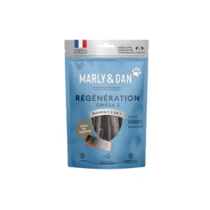 Rouleaux de peau de saumon Marly & Dan Régénération oméga 3 pour chien adulte, sachet